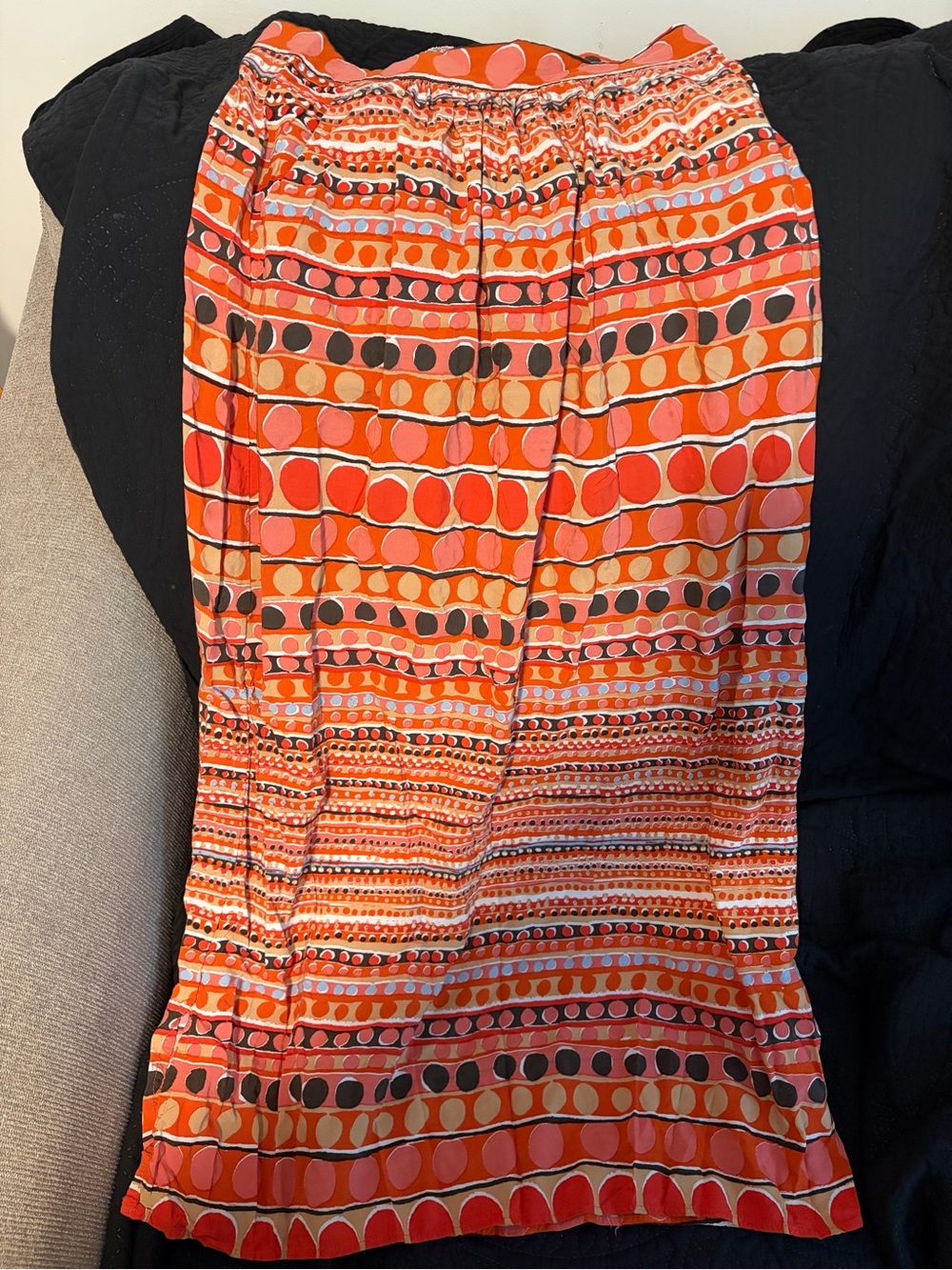 NIC+ZOE Orange and Pink Geometric Print Maxi Skirt